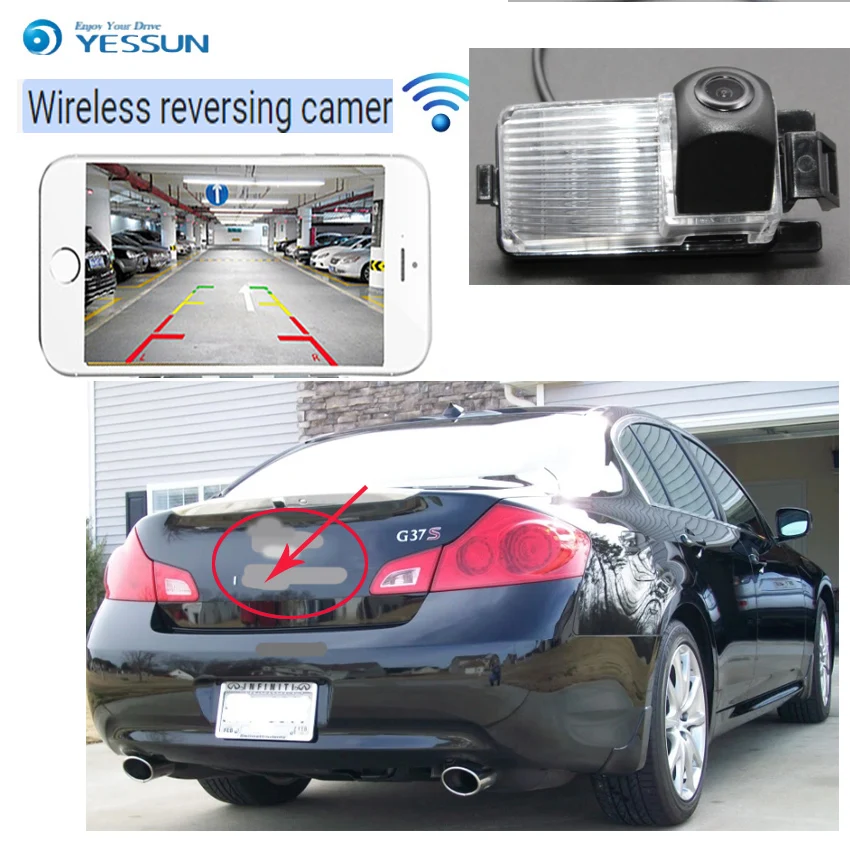 Беспроводная камера заднего вида YESSUN для Infiniti G25 G35 G37 Sedan (2nd Gen) 2007 ~ 2014CCD ночного