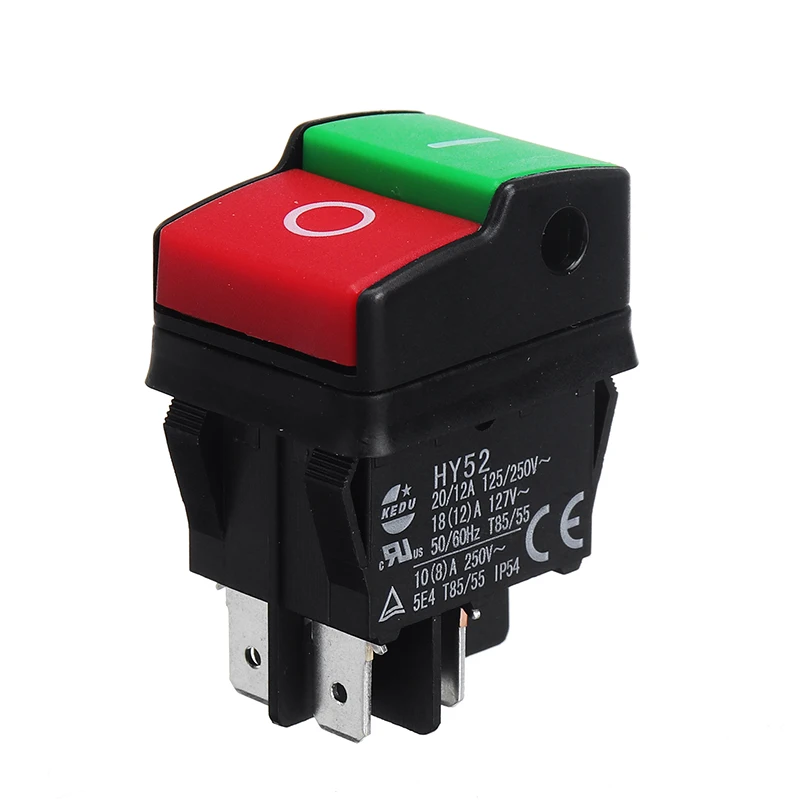 KEDU HY52 250V 12A 4Pin Электрический кнопочный переключатель Водонепроницаемый кнопочная машина пила Резак дрель на выключатели Управление коробка
