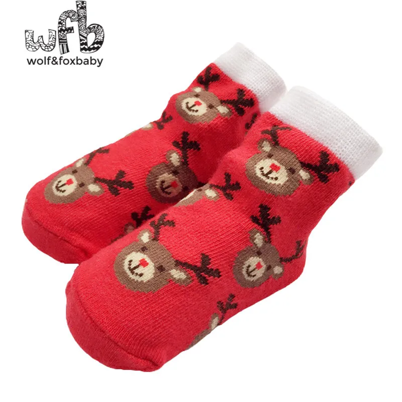 

Retail 0-2 years baby elk jacquard Christmas socks cotton spring autumn fall winter