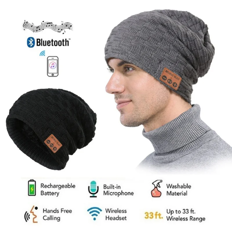Беспроводная Bluetooth Мужская Спортивная Bluetooth шапка ручной вязки зимняя Беговая шапка гарнитура Спортивная умная шапка Suporting Bluetooth Вызов