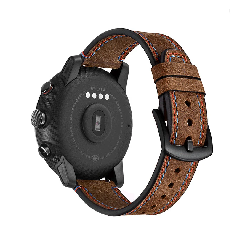 22 мм ремешок для часов Samsung Gear S3 винтажный из натуральной кожи Huami Amazfit 1 2 Huawei Watch pro