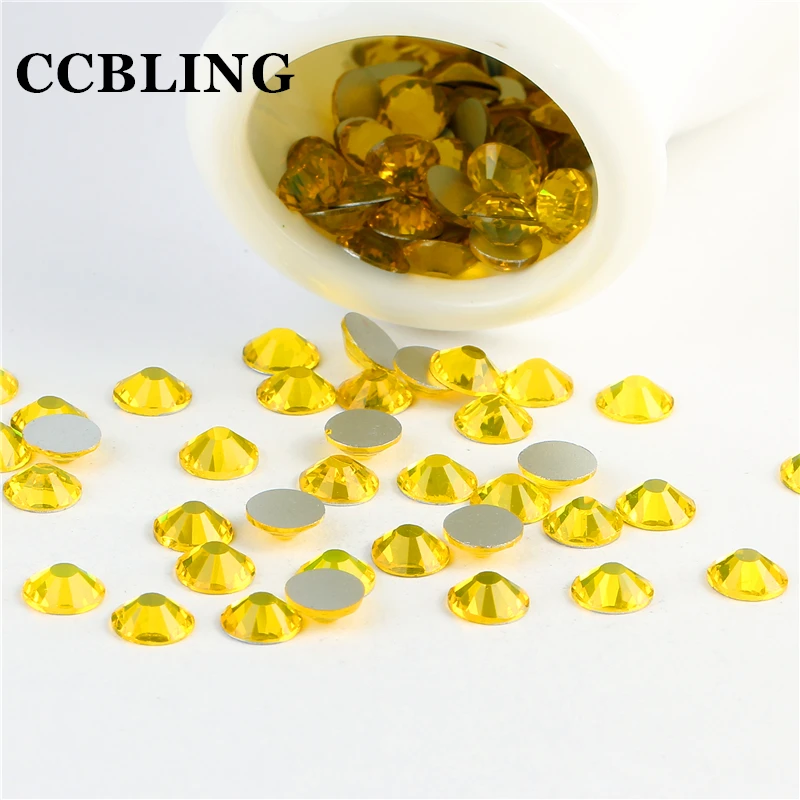 CCBLING кристалл цитрин ss3 ss30 bag Nail разы с плоской задней поверхностью без горячей