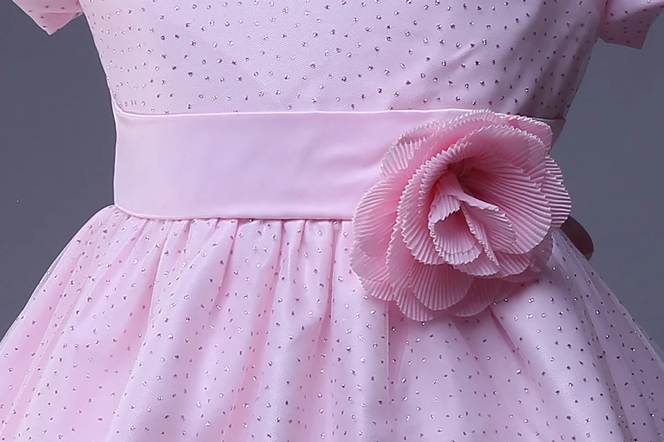 Cutestyles Lace Flower Girl Gresses With Pink Sash Boutique Summer Girls Party Dresses GD40814-43 | Детская одежда и обувь