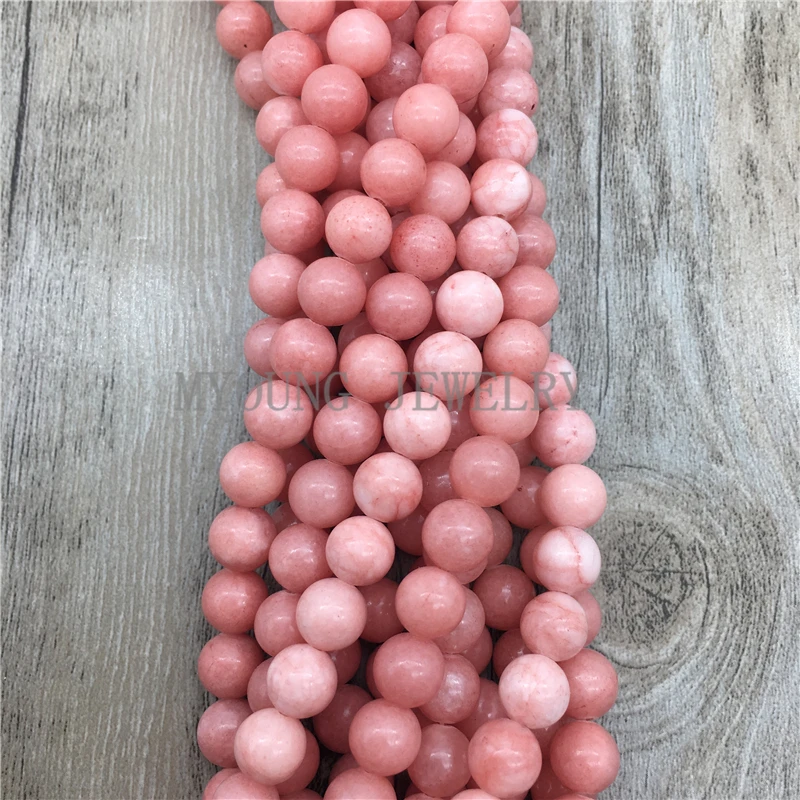 

Pink Malaysian Jades bead,Nature Stone Round smooth beads 15" Strand 6 8 10MM Pick Size For Jewelry Making MY1412