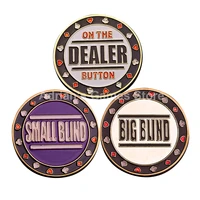 3pcsset 1 dealer 1 small blind 1 big blind poker chips set poker games accessory brass poker card guard