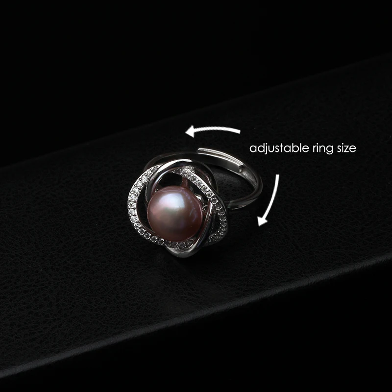 purple pearl ring Настоящие кольца из натурального жемчуга для женщин серебро 925, Белый пресной воды Жемчужное Ювелирное кольцо лучший подарок матери высокого качества - Цвет камня: purple pearl ring