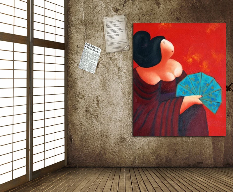 

Free Shipping Modern Figure Painting Cartoon Chubby Women Canvas Oil Painting On Canvas Wall Art Decoration Art Picture