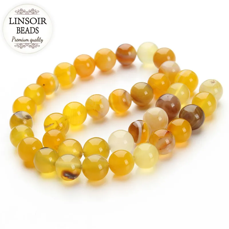 

LINSOIR Natural Stone Agates Beads 4mm 6mm 8mm 10mm 12mm 14mm 16mm Round Loose Spacer Beads For Jewelry Making 40cm/strand