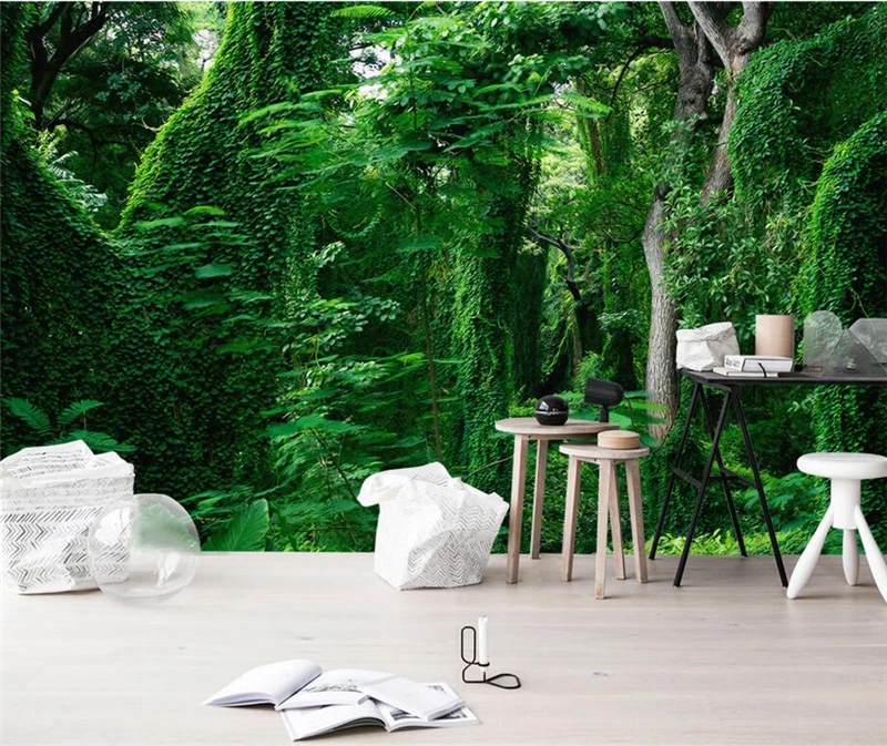 

Custom Photo Wallpaper Forest 3D Wall Murals Scenery Green Tree 3D Bedroom Wallpaper Landscape TV Sofa Background Wallpaper 3D