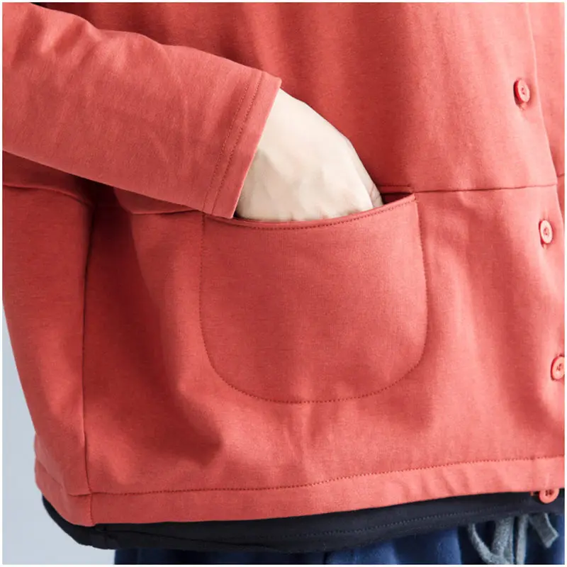 Женская Короткая Толстовка с круглым вырезом и длинным рукавом свободного