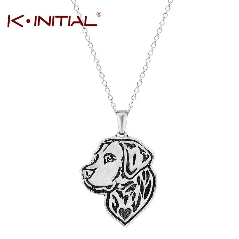 Kinitial Лабрадор ожерелья с ретривером Подвески Сердце ретривер собака цепь