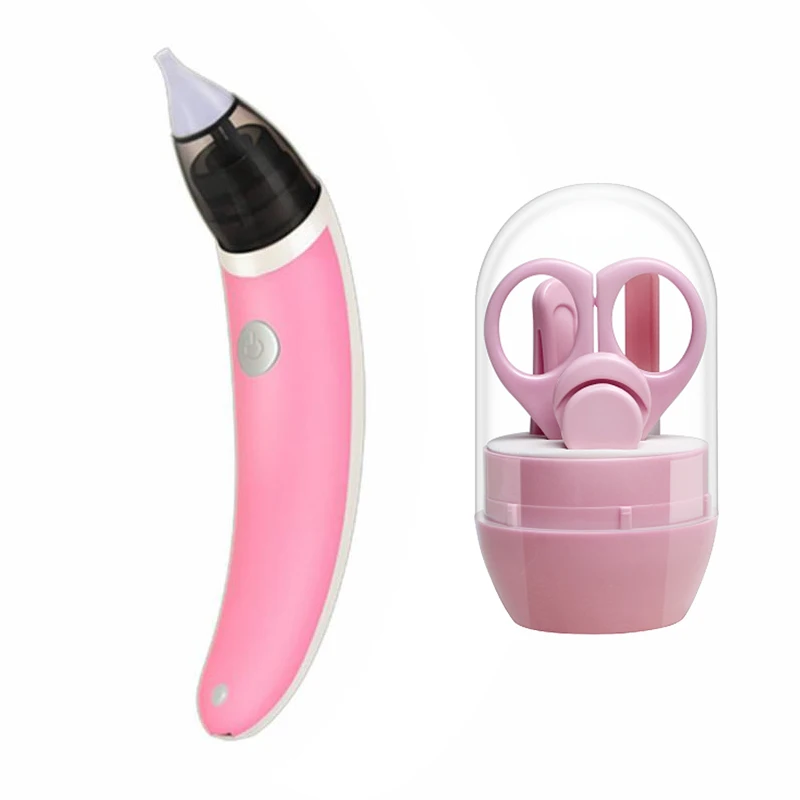 Pink - with gift Детский носовой аспиратор, Электрический Очиститель носа, очиститель для новорожденных, оборудование для нюхания, безопасный гигиенический аспиратор для носа - Цвет: Pink - with gift
