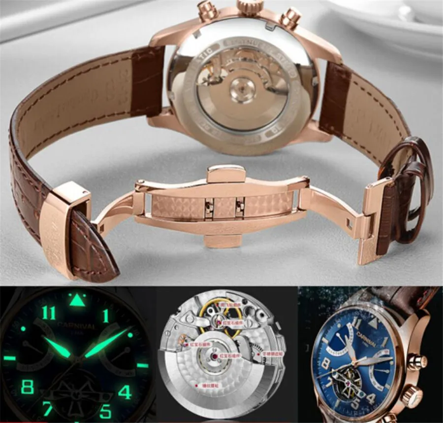 Часы наручные мужские с турбийоном водонепроницаемые до 100 м | Наручные часы