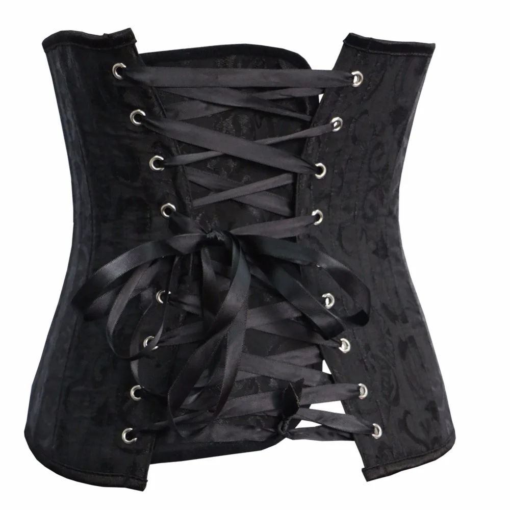 

Sapubonva 26 Spiral Steel Boned Underbust Corset Plus Size Cincher Waist Trainer Brocade Corsets And Bustiers Black White Sexy