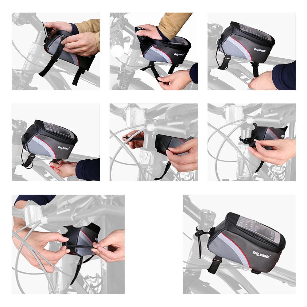 drbike pu material waterproof bicycle bag bike frame front top tube bag touch screen for moilbe phone mtb moutain road bike bag free global shipping