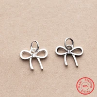 uqbing 925 sterling silver charms jewelry findings matte bow pendant diy charms wholesale