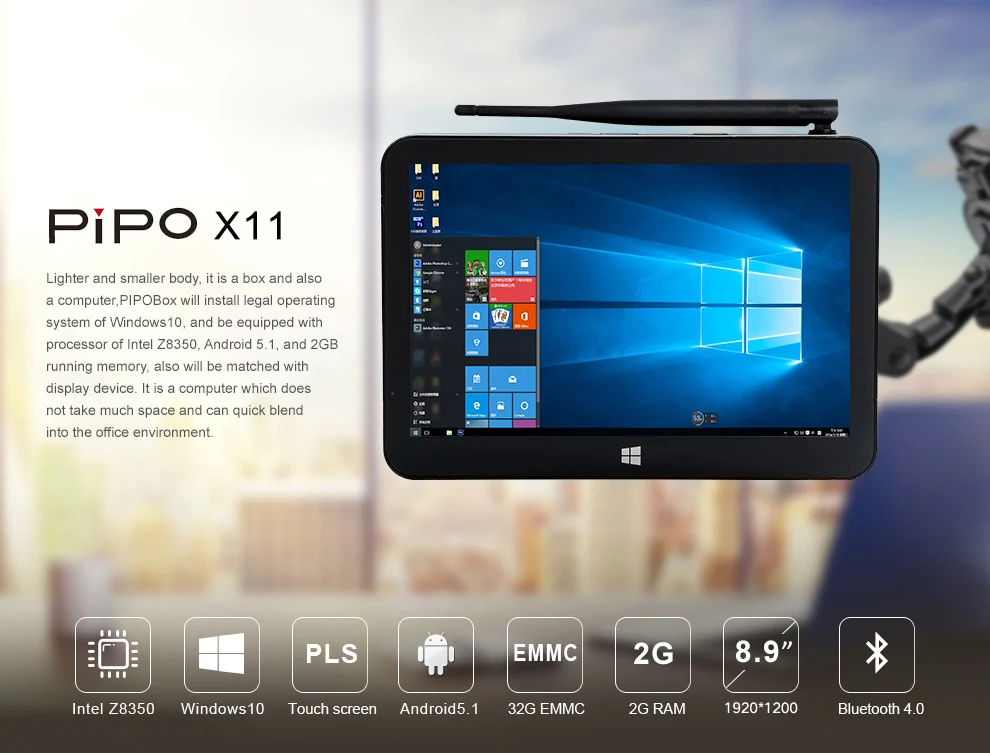 Pipo X11 Мини ПК 8,9 дюймов 1920*1200 сенсорный экран Windows 10 OS Intel Cherry Trail Z8350 2 ГБ/32 Гб HDMI Wifi Компьютер