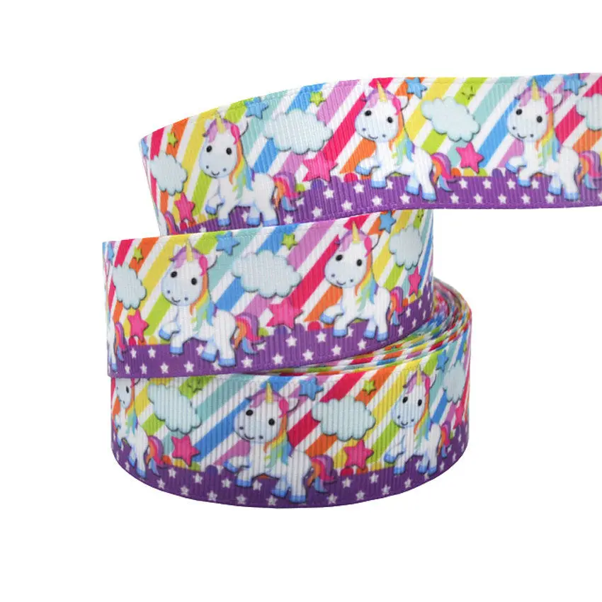 B3R241 1 inch 25mm Printed Cartoon Grosgrain Ribbon 10yards Dog Bear Unicorn Animal Gift Decoration accessories - Цвет: B3R241