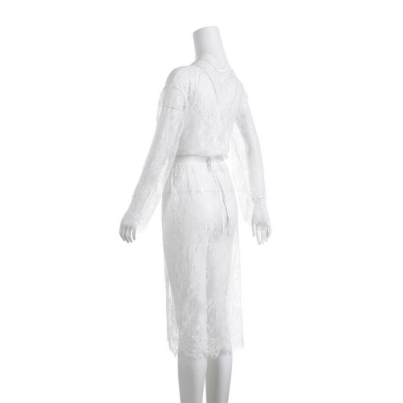 

2PCS Women Beach Cover Up Lace Crochet Bikini Cover Up Swimwear Summer Beach Dress Bathing Two Piece Beach Wear Saida De Praia