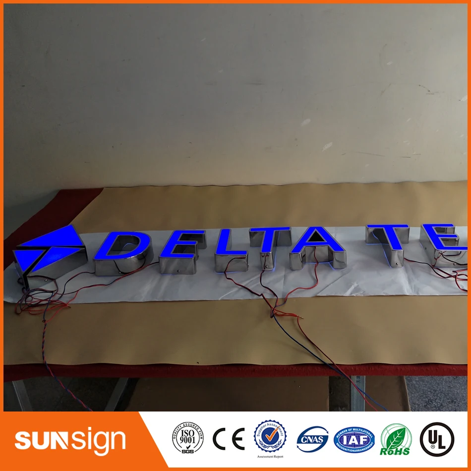 Frontlit stainless steel shop signs LED 3D illuminated letters signs for Advertising customized