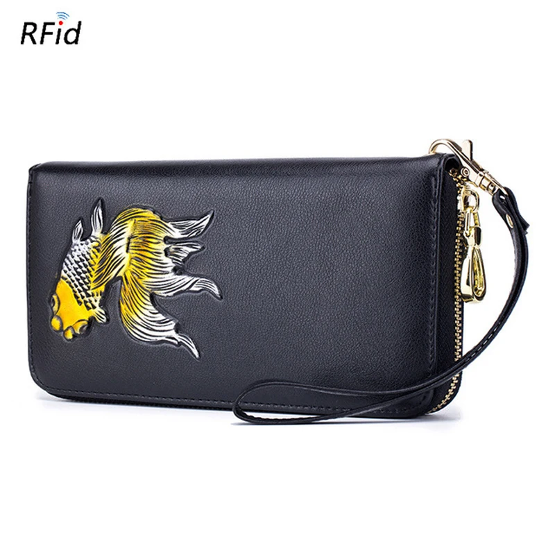 RFid креативный женский кошелек рыбий Дизайн Женский Длинный с молнией из