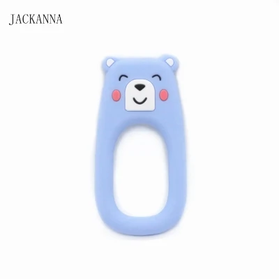 1PC Animal Shape Silicone Teether Wooden Ring Nursing Accessories Chewable Rattle Toy Circle Newborn Shower Gifts Baby Teether - Цвет: 5