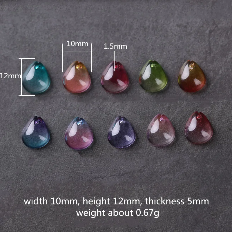 10 штук/лот 12x10мм Градиентный цвет Чешское Стеклянные Лепестки Слезы Капли Бусины Слива Цветок Лэмпворк Для Ожерелья Серьги Сделай Сам Украшения.