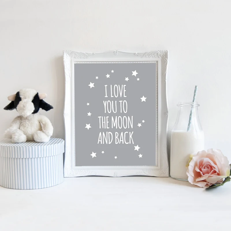 Классическая Цитата LZN Настенная картина с надписью I Love You To The Moon and Back для детской