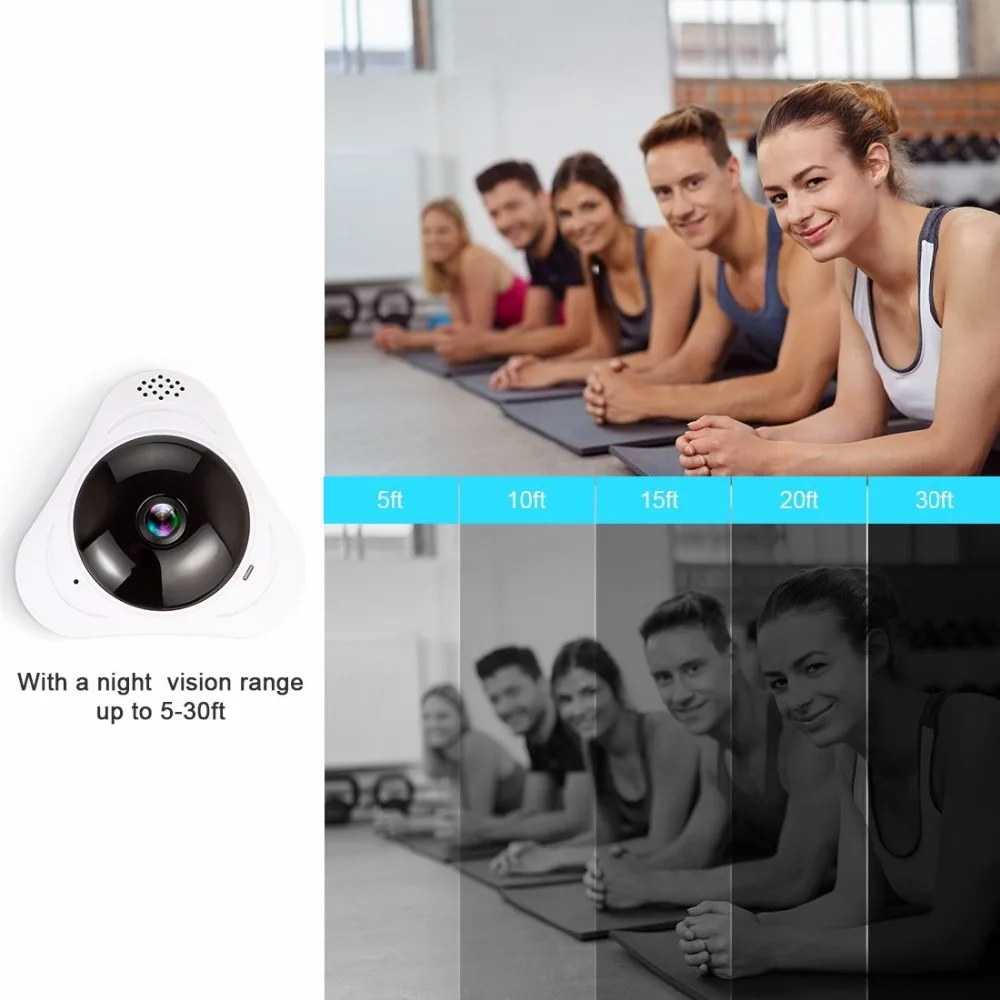 Камера видеонаблюдения Kruiqi Fisheye 960P беспроводная Wi Fi Full HD IP ИК подсветка CMOS ночное
