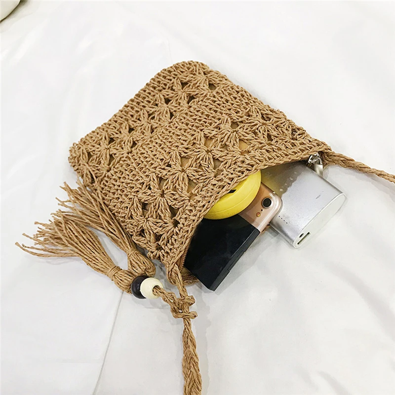 Женская сумка в богемном стиле плетеная Сумка из ротанга соломенная