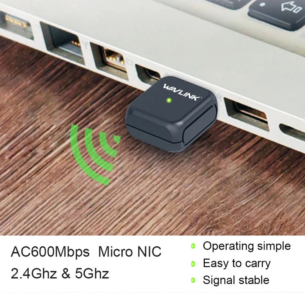 Wavlink Mini USB Wifi адаптер/ключ Беспроводная сетевая LAN Карта AC600 Двухдиапазонная
