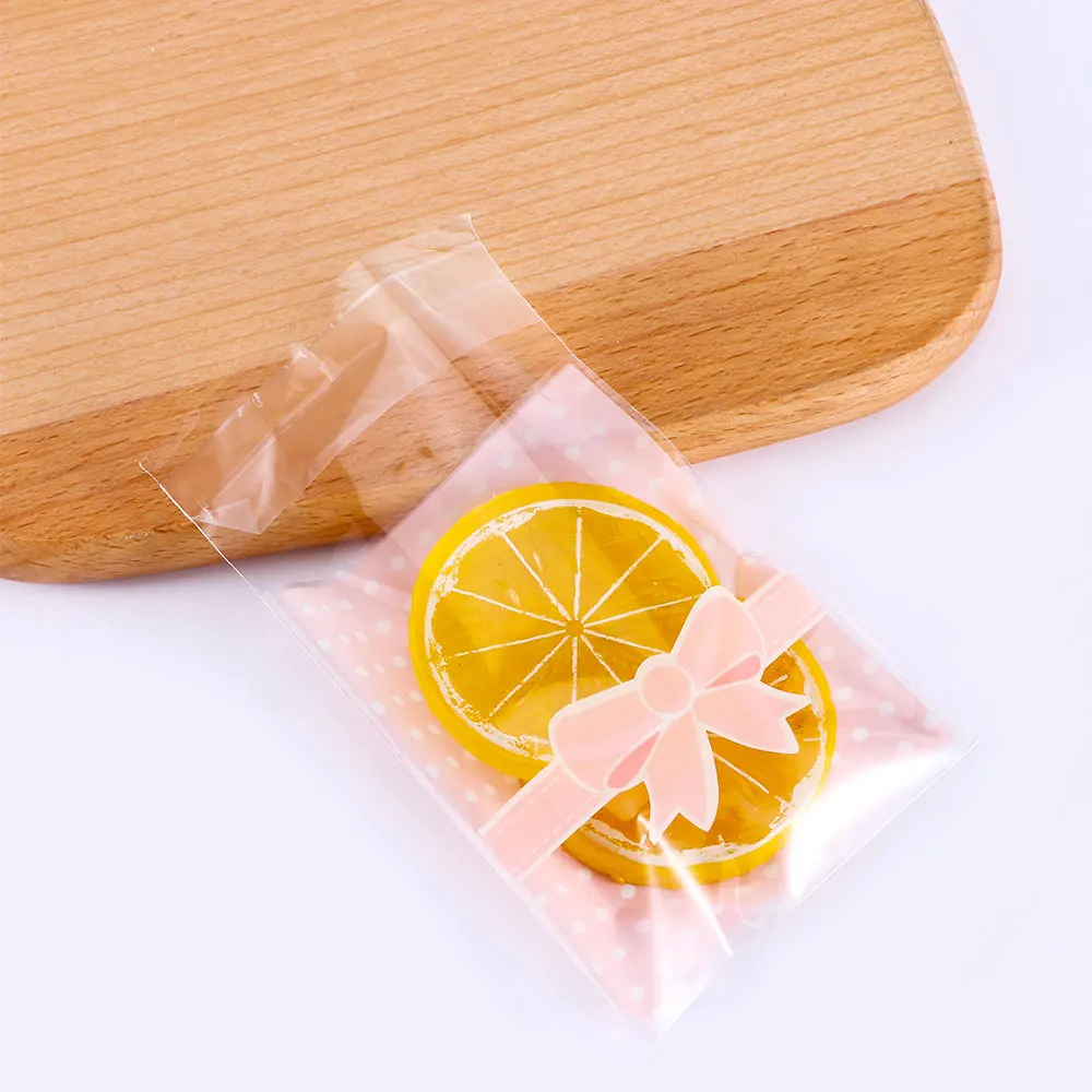 100 шт./пакет подарочная упаковка OPP пластик прекрасный розовый синий бант клейкий