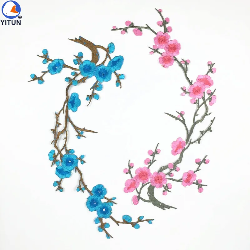 YITUN сливы цветы вышитые патч тонкая ветка Cheongsam DIY декоративные клейкие