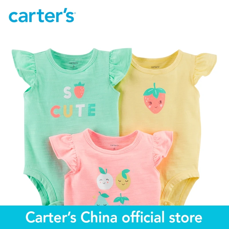 Carter's/3 шт для маленьких детей детская одежда девушка лето Flutter Sleeve фруктовый