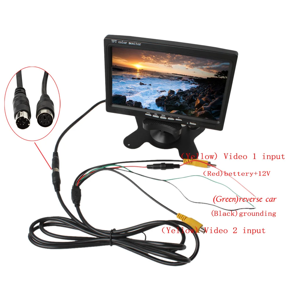 7 'ƈCH HD 800*480 TFT LCD цветной экран Автомобильная камера заднего вида монитор для