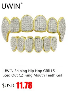 UWIN Iced Out AAA циркон Micro Pave зубы грили шапки Топ и низ грили набор хип хоп для мужчин женщин модные украшения