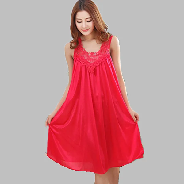 Женская шелковая ночная рубашка длинное Повседневное платье на бретельках лето