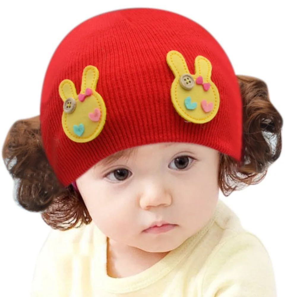 Baby Hats Knitted Funny Props Boys Accessories Infant For Wig With Newborn Cap Winter Girls Photography | Детская одежда и обувь