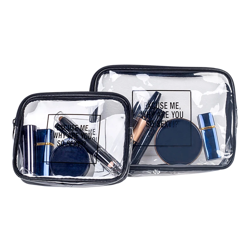 Женская простая портативная прозрачная косметичка из ПВХ набор для макияжа