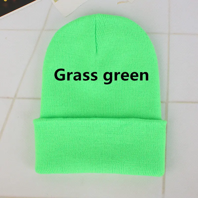 DIY design Accepts One Winter Beanie 24 Colors Hats Printing Your Own Logo Customized Fashion Warm Cap Unisex Elasticity Knit - Цвет: Grass green