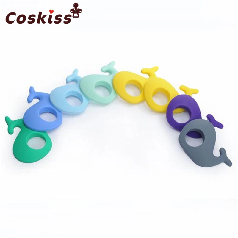 Mordedor de ballena de silicona para beb&eacute;, accesorios de bricolaje, juguete de lactancia, colgante para collar, pulsera, mordedor de silicona, 7 Uds.-0