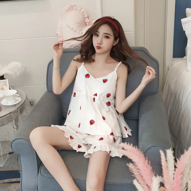 2020 New summer Korean version of the simple round neck short-sleeved cotton pajamas women's cute nightdress | Женская одежда