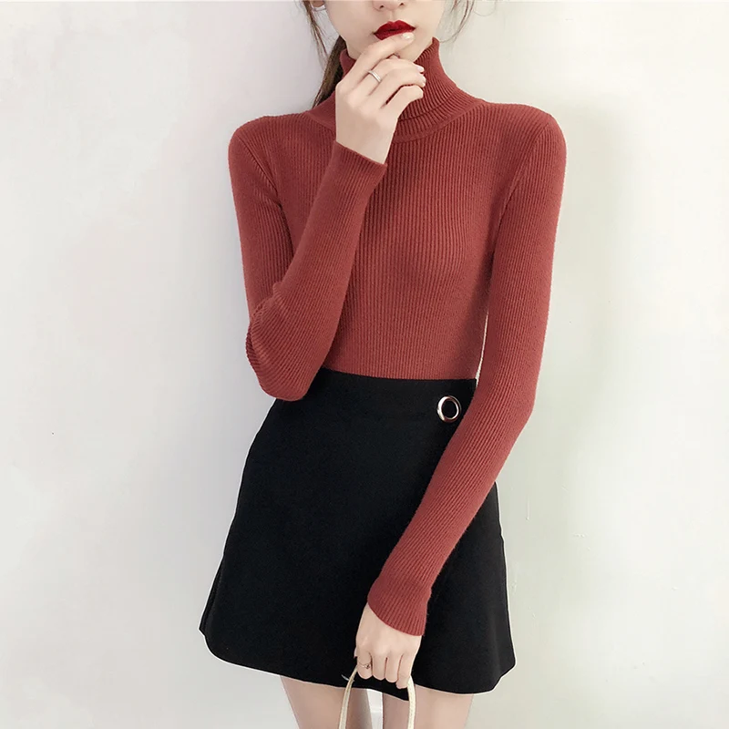 Кашемировый пуловер женский джемпер с высоким воротником теплый свитер толстый