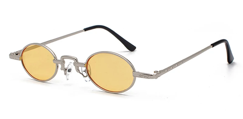 silver with yellow Peekaboo, маленькие круглые солнцезащитные очки для женщин, Ретро стиль, золотая металлическая оправа, Винтажные Солнцезащитные очки для мужчин, унисекс, красные, черные, УФ 400 - Цвет линз: silver with yellow