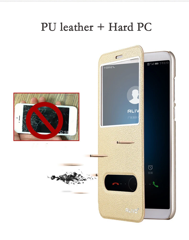 Чехол для huawei Honor 7C 5,", быстрое окошко для просмотра ответа, откидной кожаный чехол для huawei Honor 7C, AUM-L41, русская версия, чехол
