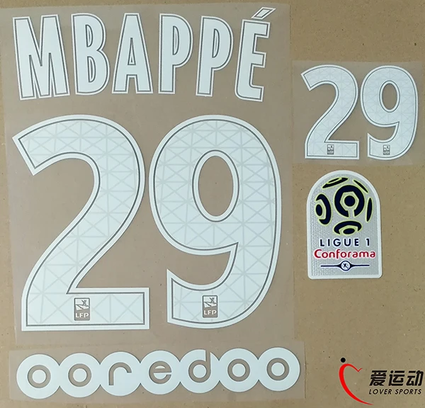 2017 2018 MBAPPE 29 третий набор + Соединительная пластина 1 OOREDOO #29 наименование|ligue patch|psg