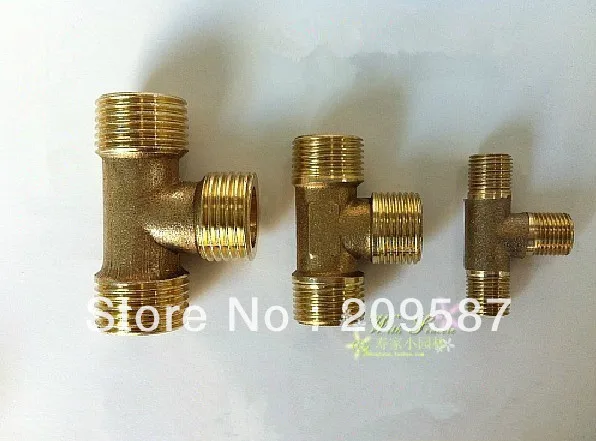 

2pcs 3 ways 1/4" BSP Tee Male Connection Pipe Brass Coupler Adapter