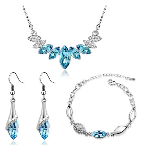 

Austrian Crystal bud water Pendant fashion Jewelry sets office dropshipping bracelet necklace earrings Wedding Bridal
