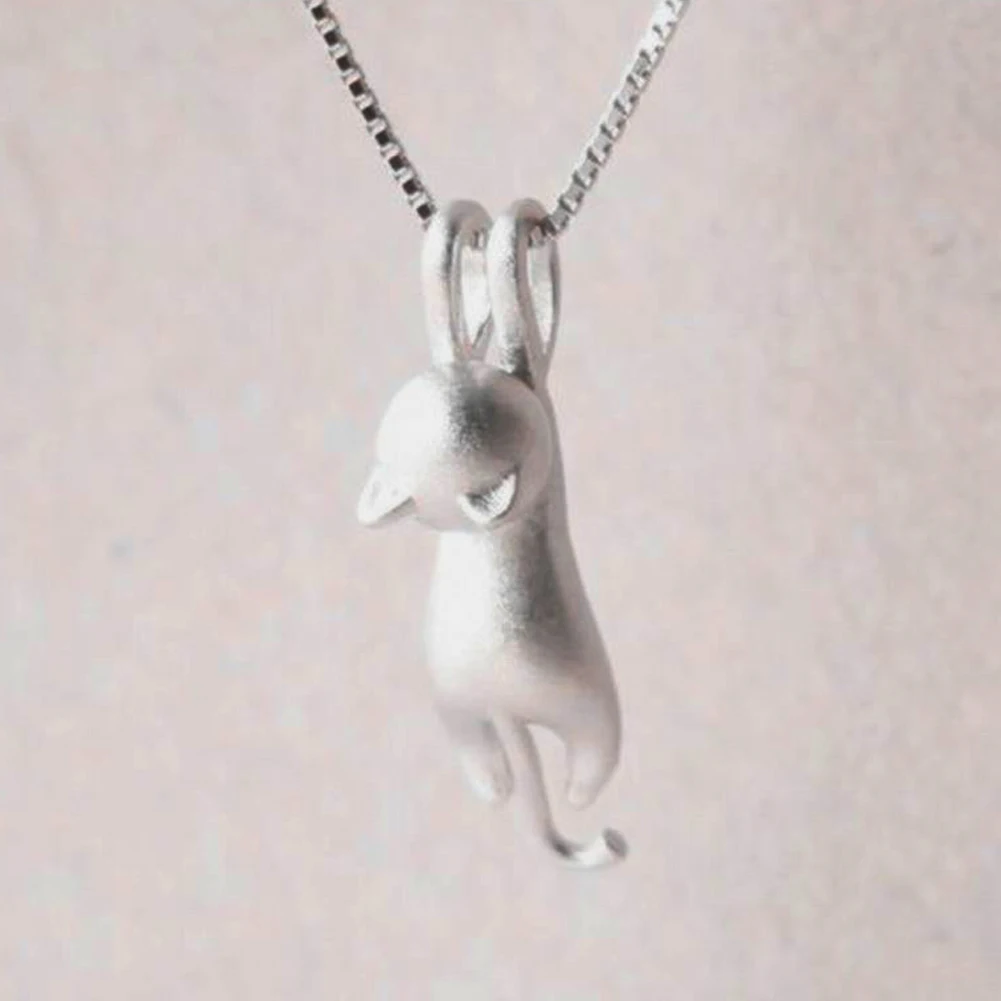 Модное колье с подвеской в виде милой летучей кошки Серебряное цепочка