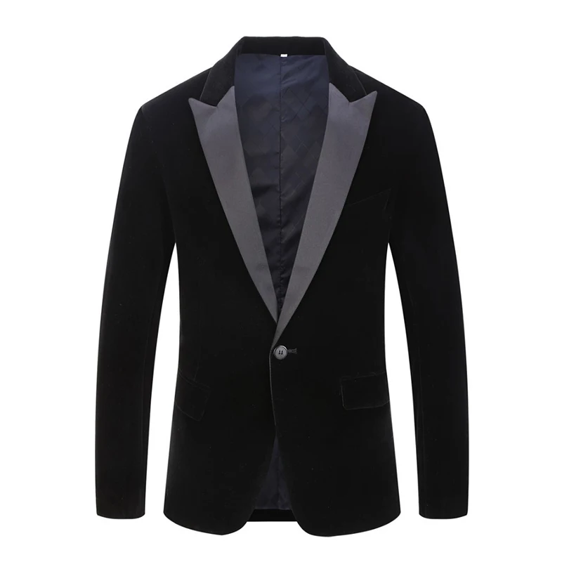 Black Closure lapel Shenrun мужской костюм куртки осень зима бархатные модные винно-красные синие черные блейзеры Свадебный Жених певица Slim Fit Блейзер костюм - Цвет: Black Closure lapel
